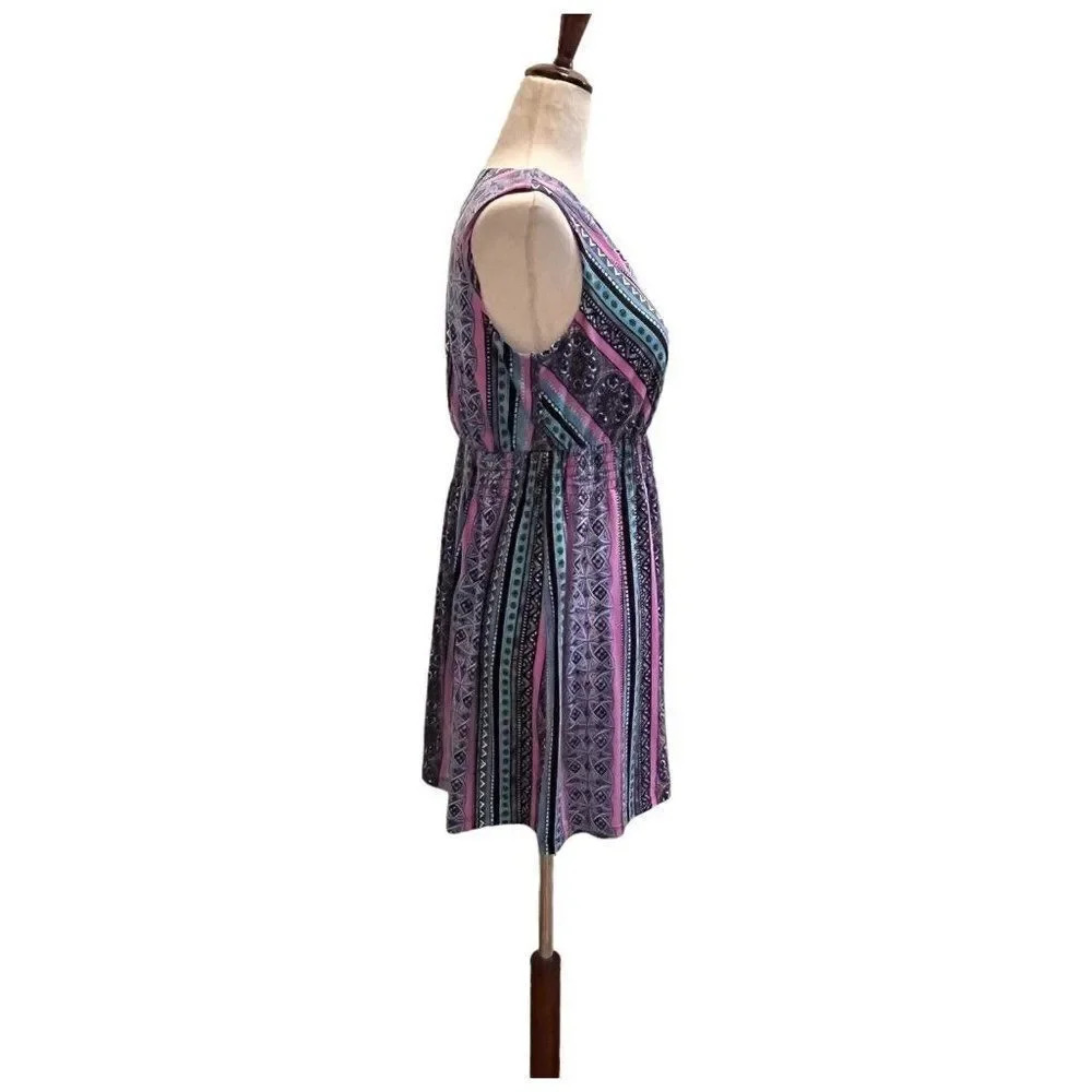 Soma Aqua Raspberry Patterned Small Sleeveless Vn… - image 2